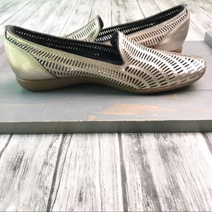 Sesto Meucci Lasercut Gold Metallic Loafers 8.5N